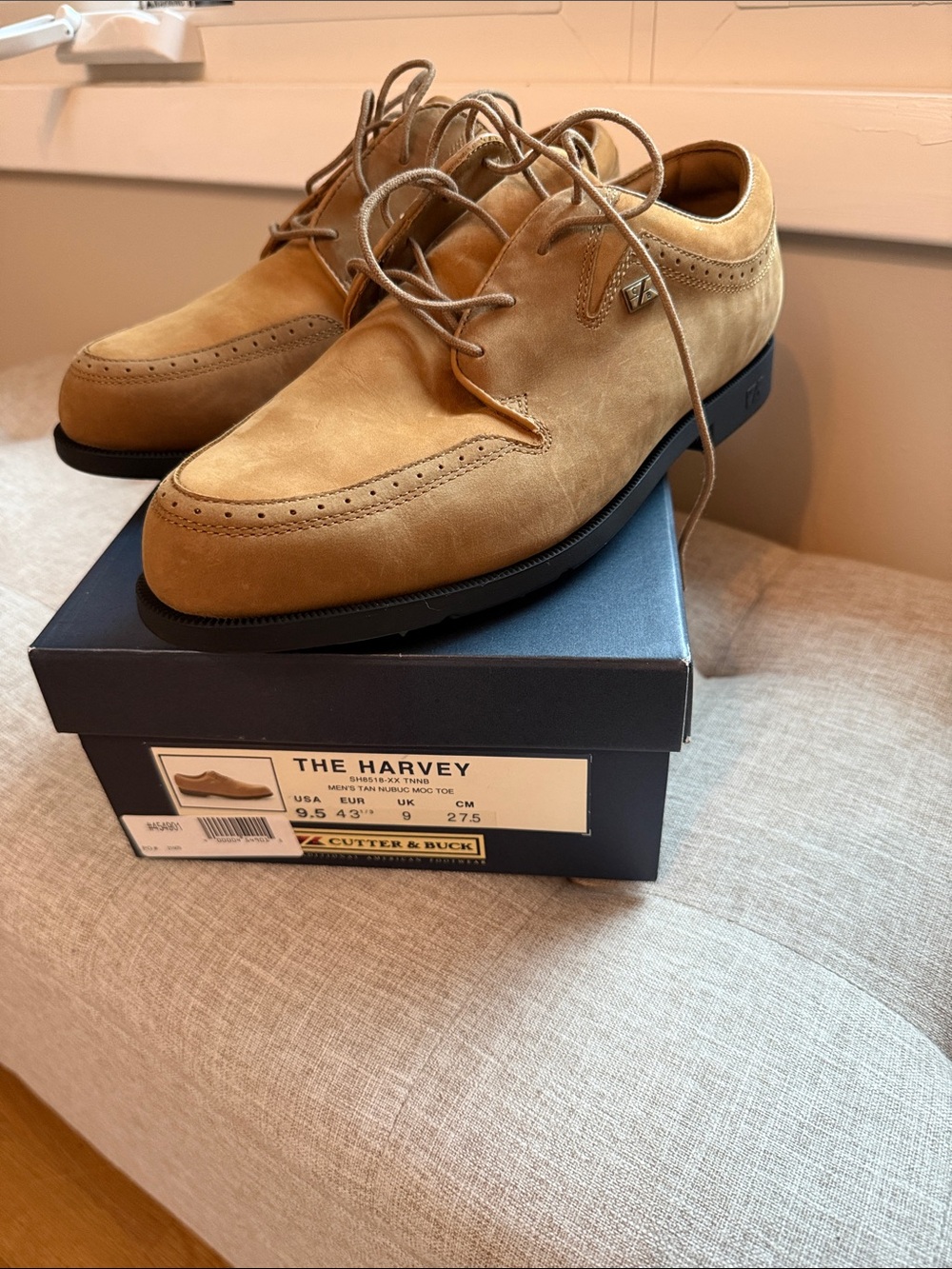 Cutter & Buck The Harvey Tan Leather Lace-Up Shoes size 9.5